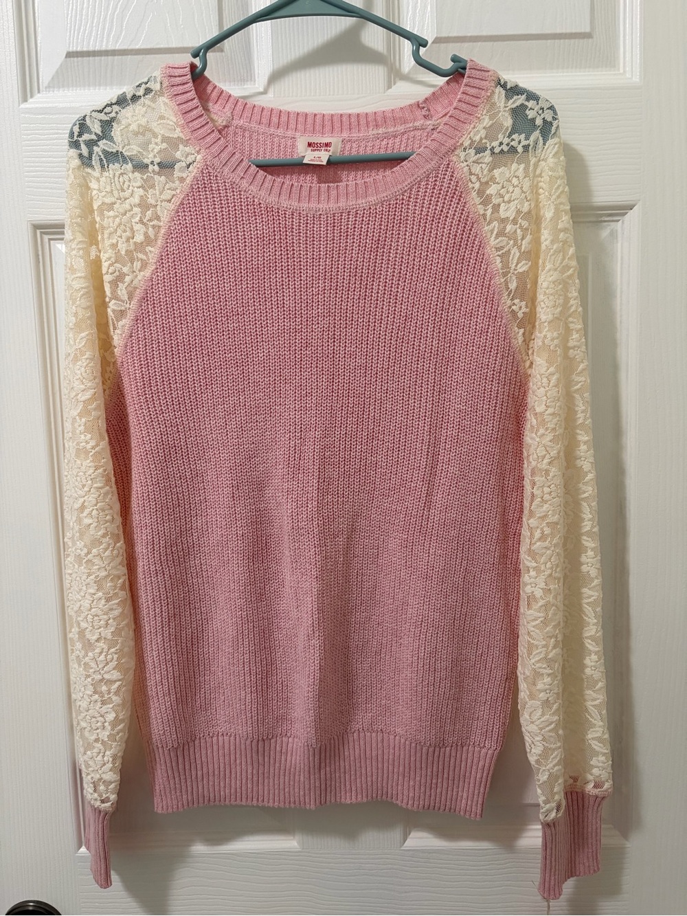 Moschino Soft Pink Lace-Sleeve Sweater